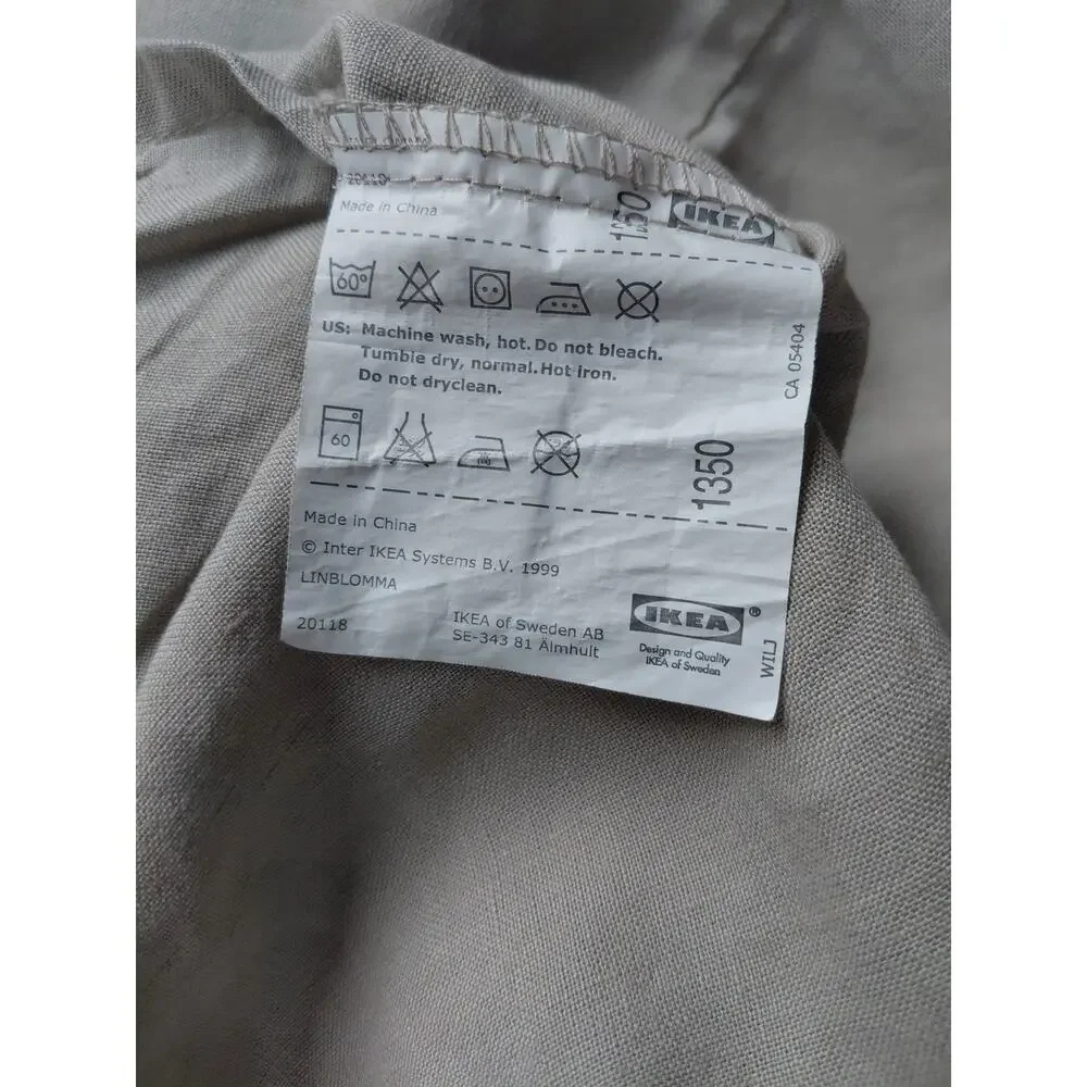 IKEA Linen Pillow Shams QUEEN Set of 2 Khaki Beige Knot Tie Detail Luxury Chic